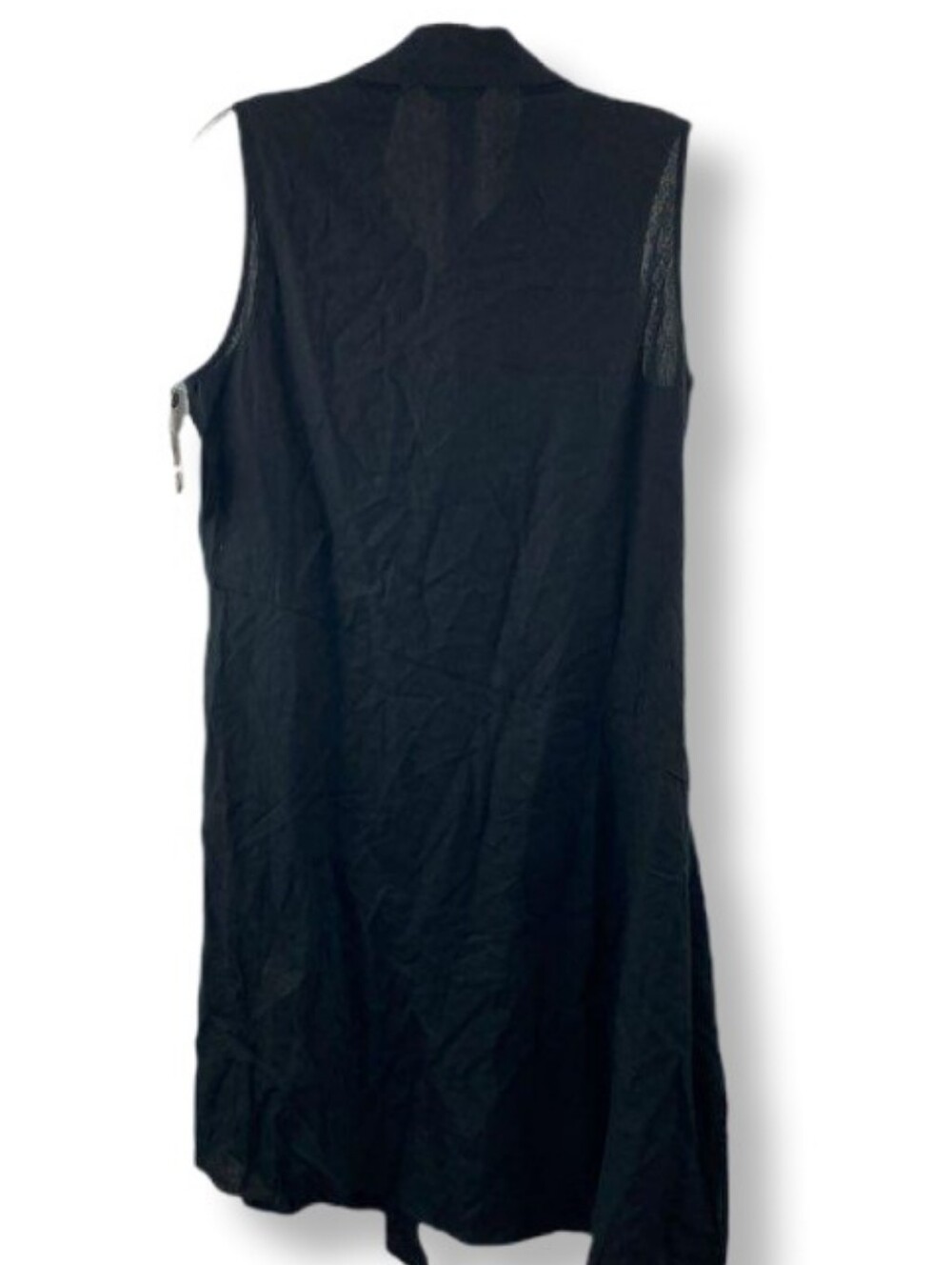 For Cynthia Black Sleeveless Button-Down Linen Midi Dress - Picture 3 of 6